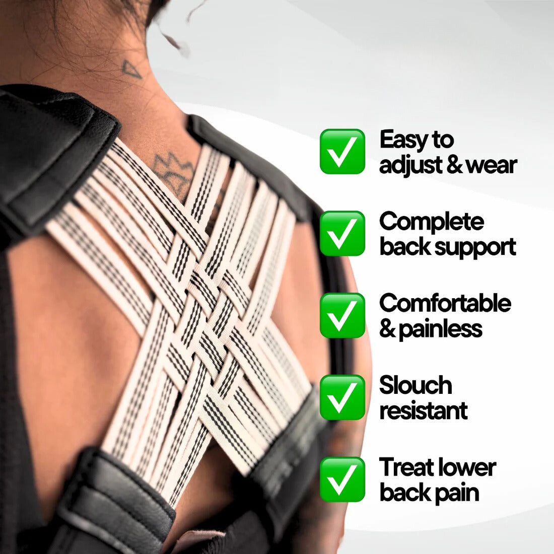 Posture Corrector relieves neck, shoulder and back pain.